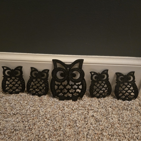 Vintage Black Owl Trivet Set Of 5 - Picture 1 of 2